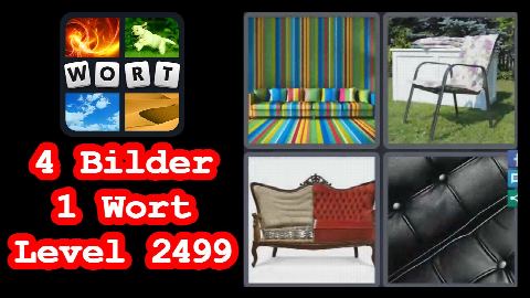 4 Bilder 1 Wort - Level 2499 - Buntes Sofa, Stuhl - Lösung