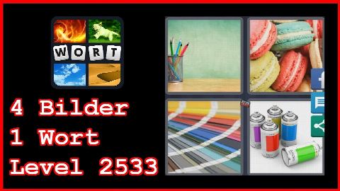 4 Bilder 1 Wort - Level 2533 - Stifte, Kekse, Spraydosen, Farbpalette - Lösung
