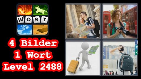 4 Bilder 1 Wort - Level 2488 - Paar mit Stadtplan, Kamera, Koffer, Flughafen - Lösung