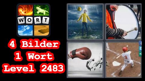 4 Bilder 1 Wort - Level 2483 - Mann in Regenjacke, Trommler, Baseball, Boxhandschuh - Lösung