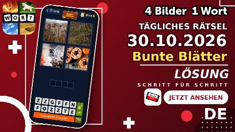 4 Bilder 1 Wort – Tägliches Rätsel 30.10.2026 – Lösung „Bunte Blätter“ (16:9)