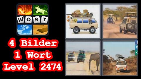 4 Bilder 1 Wort - Level 2474 - Jeep, Elefant, Giraffe - Lösung