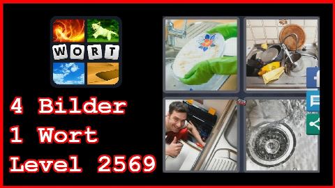 4 Bilder 1 Wort - Level 2569 - Abwasch, Monteur, Abfluss - Lösung