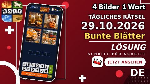 4 Bilder 1 Wort – Tägliches Rätsel 29.10.2026 – Lösung „Bunte Blätter“ (16:9)