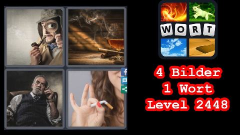 4 Bilder 1 Wort - Level 2448 - Detektiv mit Pfeif, Whiskey und Zigarre, Mann in Sessel - Lösung
